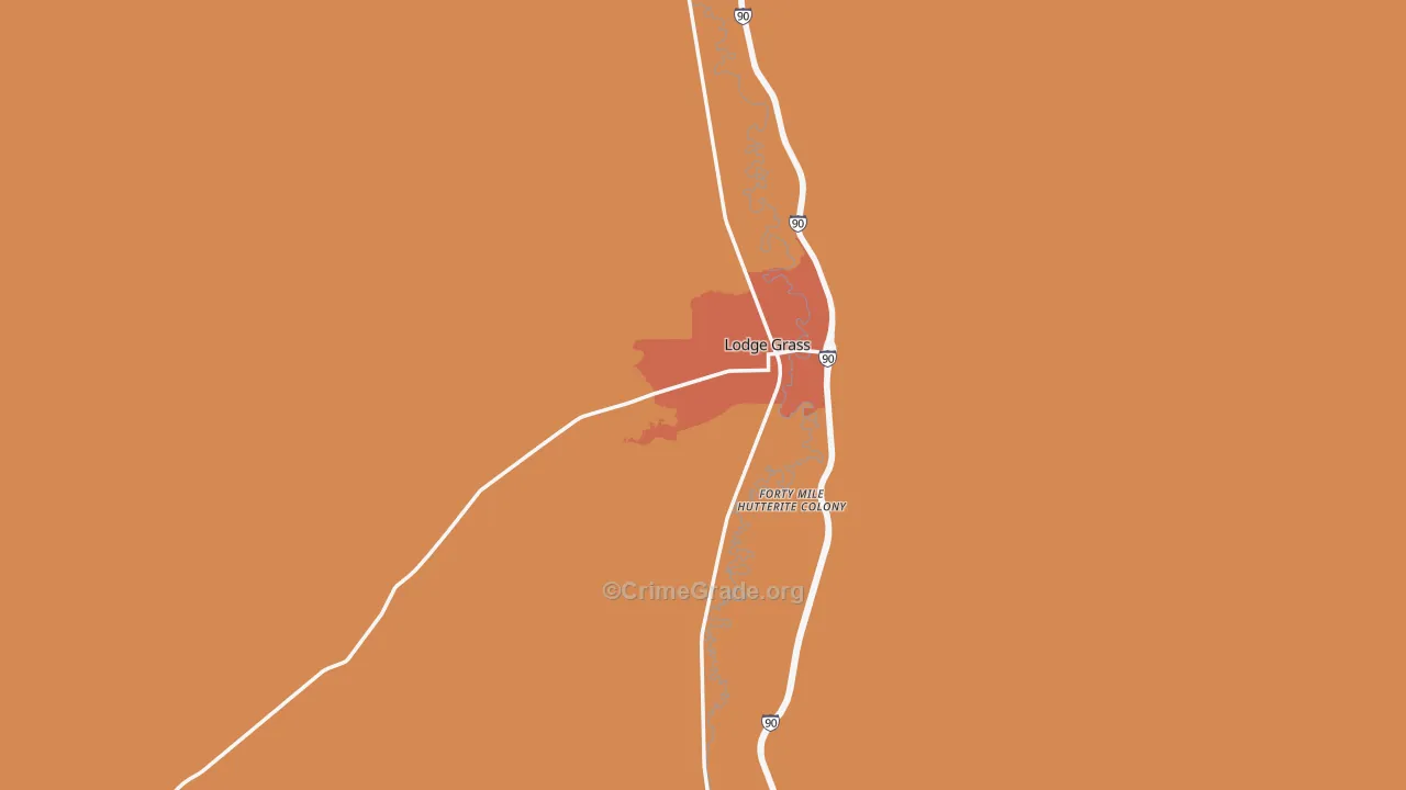 Lodge Grass, MT Map of Vehicle Theft Rates