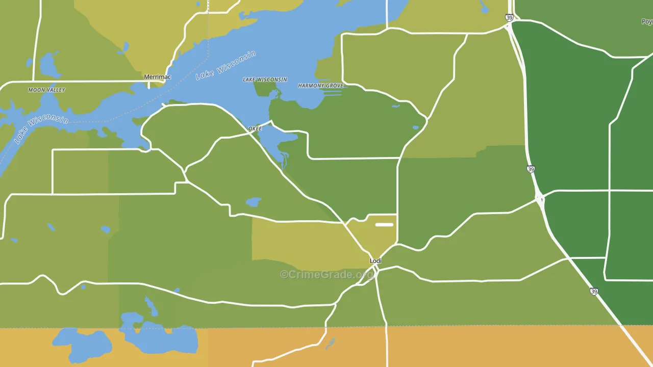 Lodi, WI Map of Vehicle Theft Rates