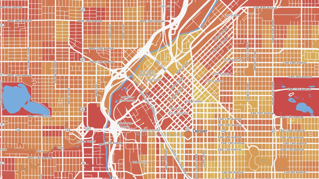 Lodo, Denver, CO Map of Vehicle Theft Rates