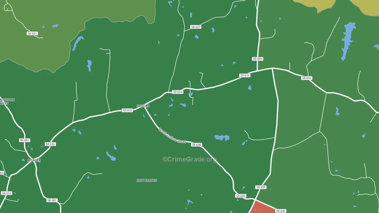 Lodore, VA Map of Vehicle Theft Rates