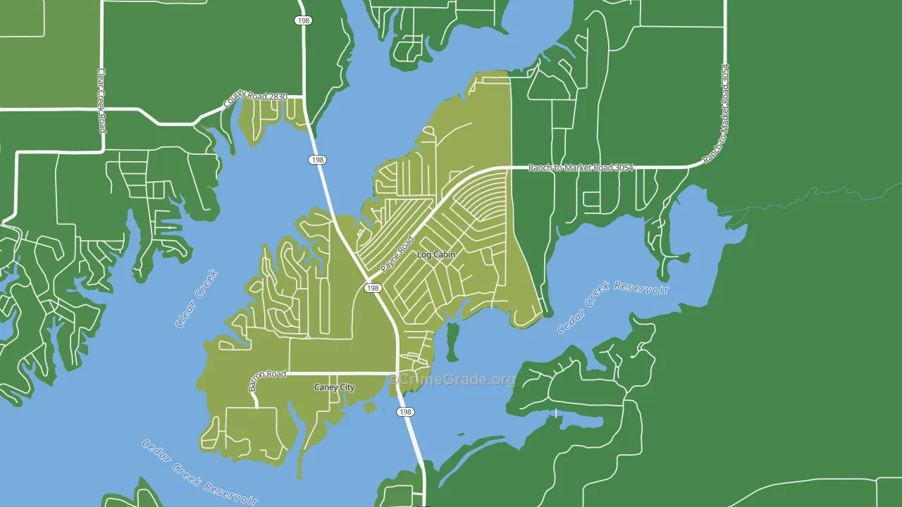 Log Cabin, TX Map of Vehicle Theft Rates