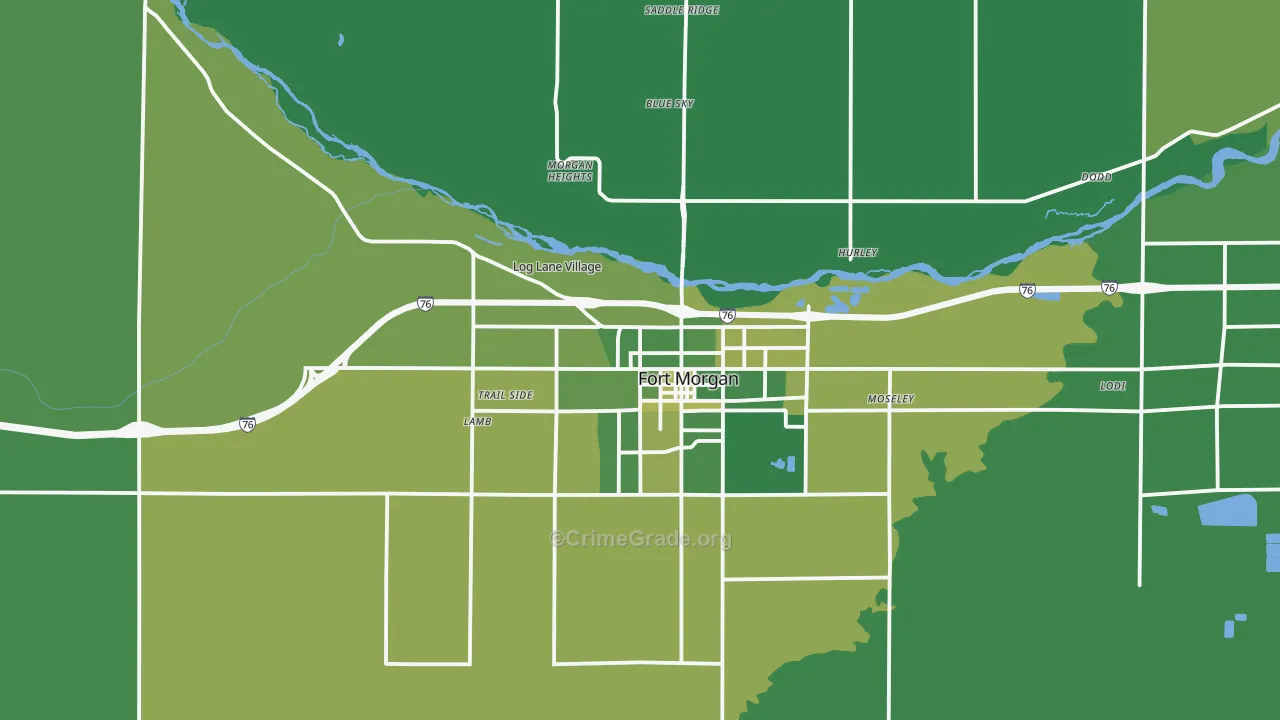 Log Lane Village, CO Map of Vehicle Theft Rates