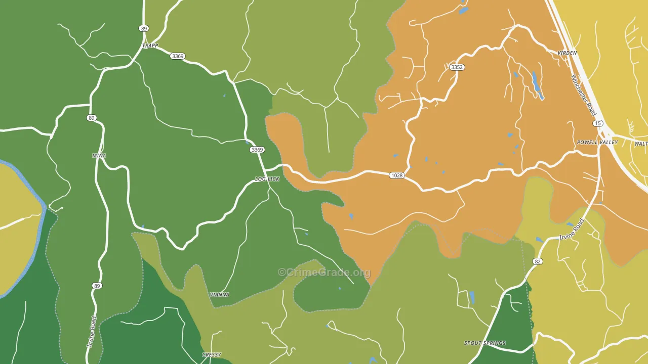 Log Lick, KY Map of Vehicle Theft Rates
