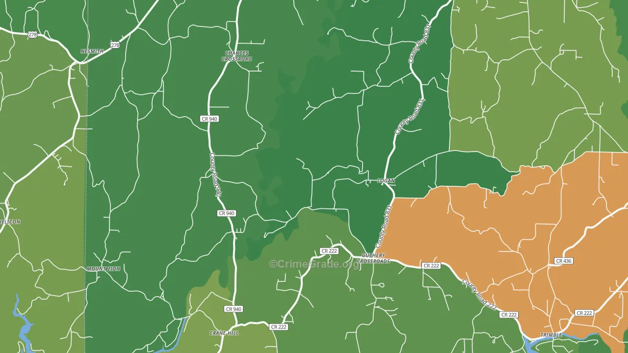 Logan, AL Map of Vehicle Theft Rates