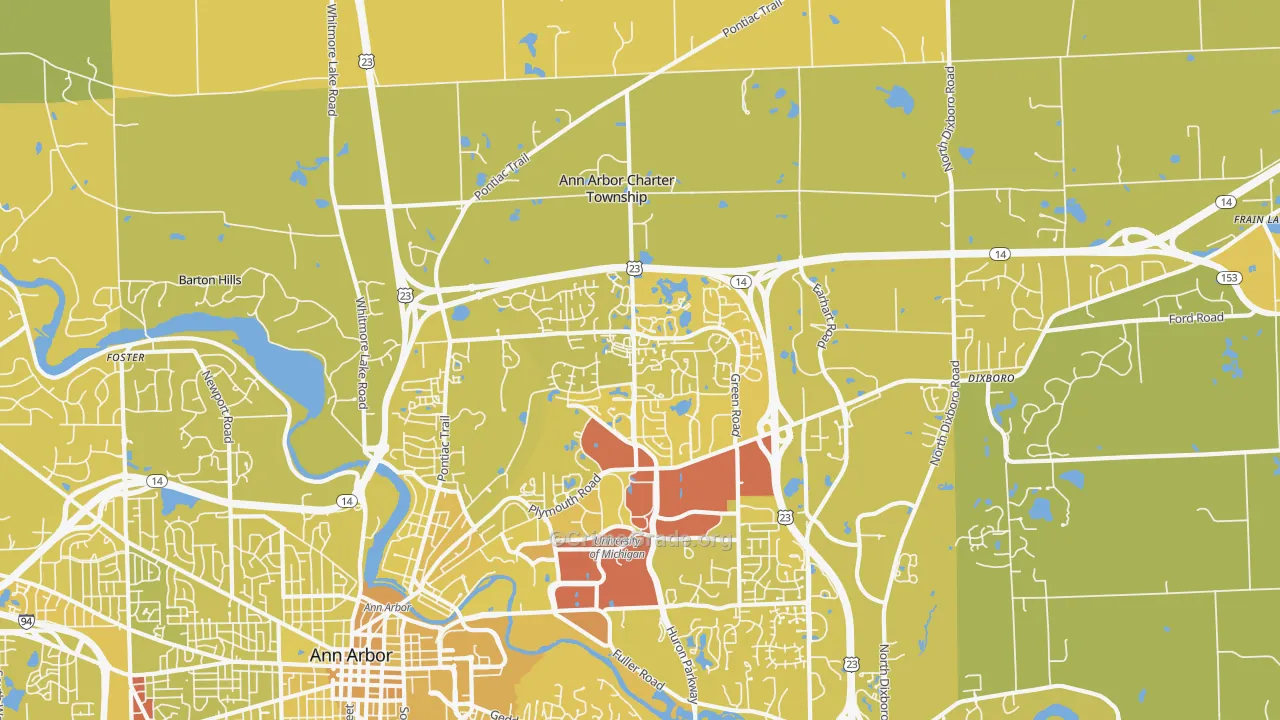 Logan, Ann Arbor, MI Map of Vehicle Theft Rates