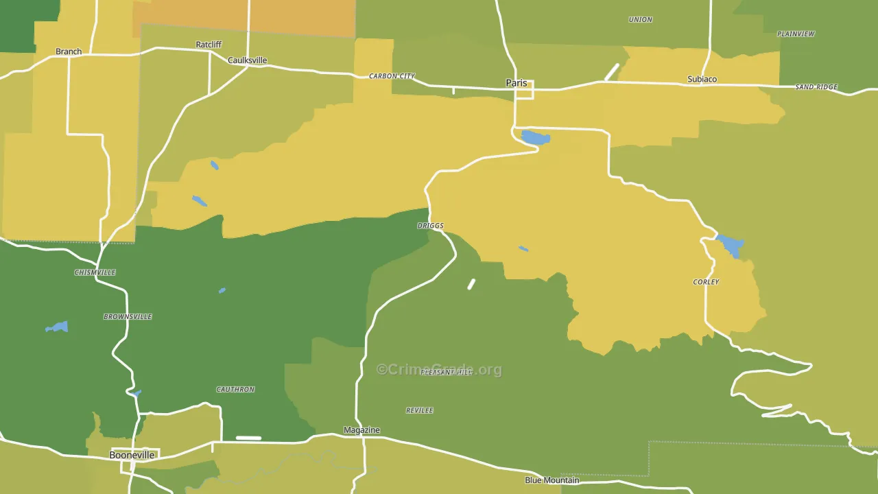 Logan County, AR Map of Vehicle Theft Rates