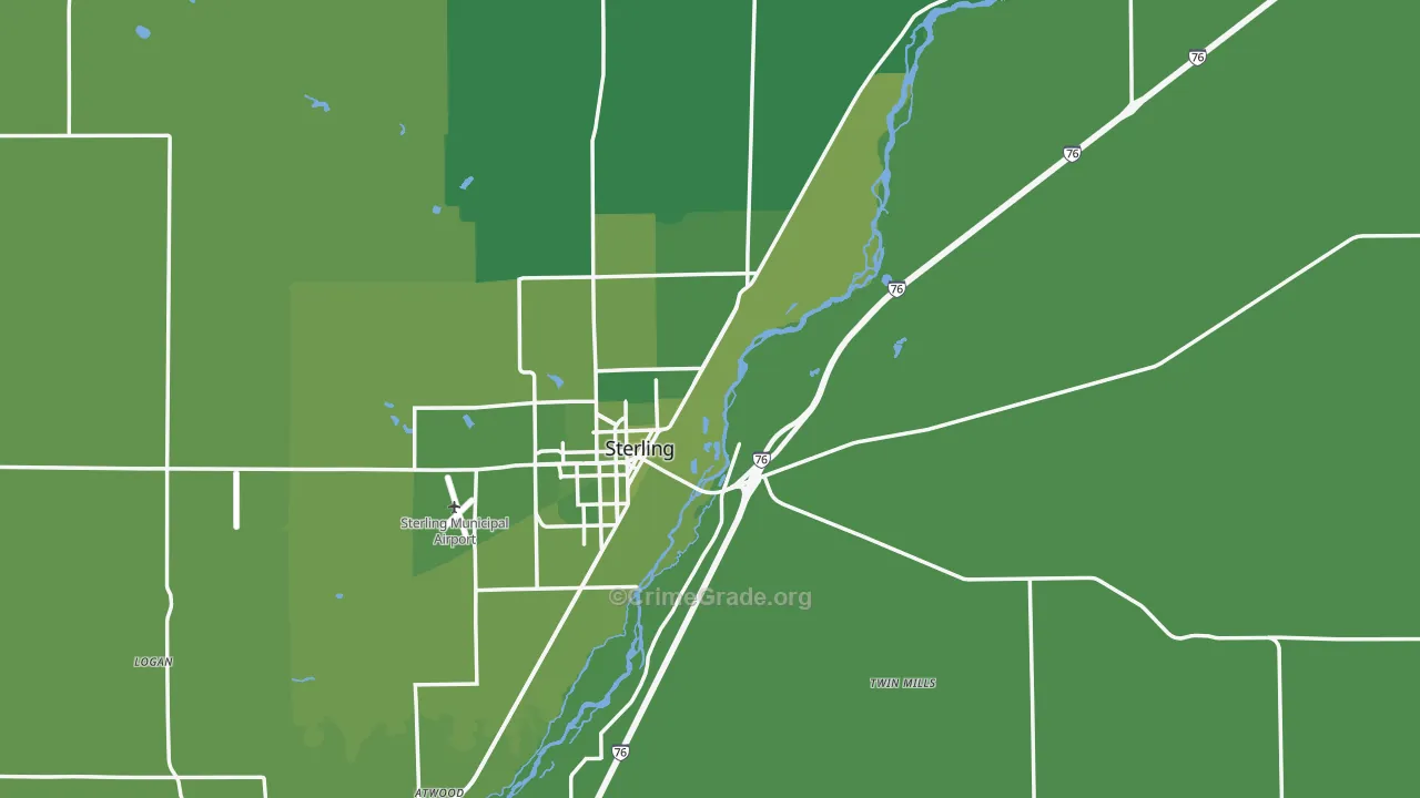 Logan County, CO Map of Vehicle Theft Rates