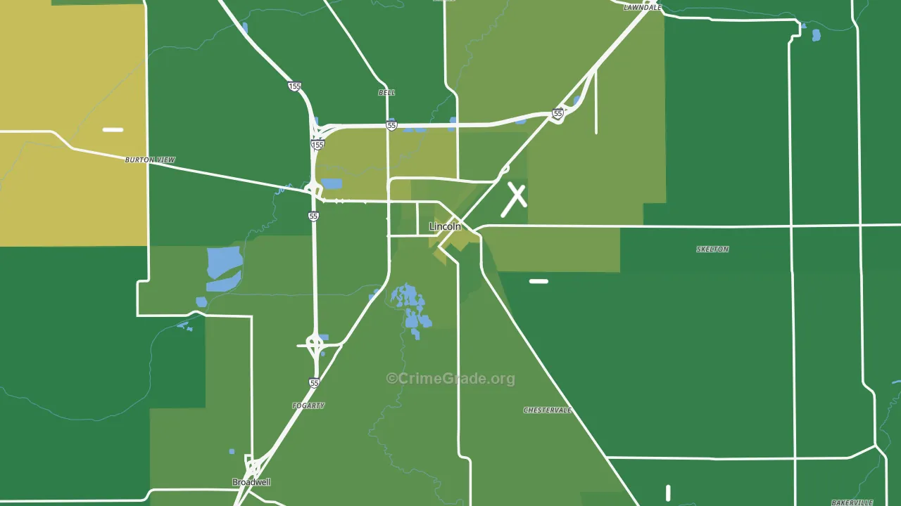 Logan County, IL Map of Vehicle Theft Rates