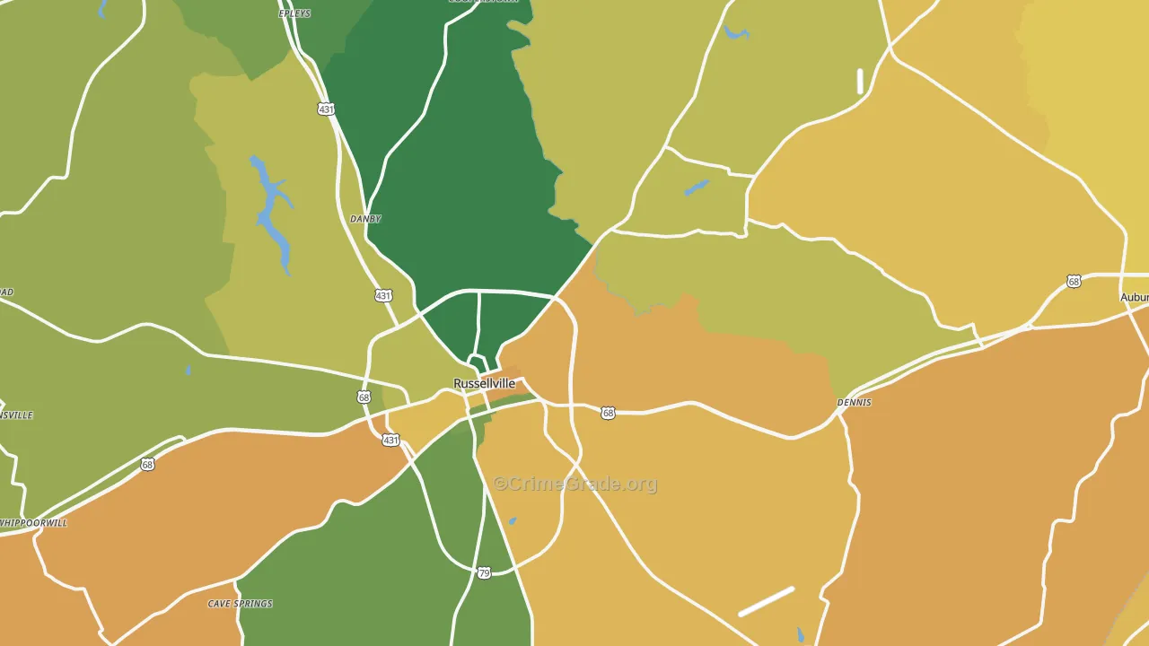 Logan County, KY Map of Vehicle Theft Rates