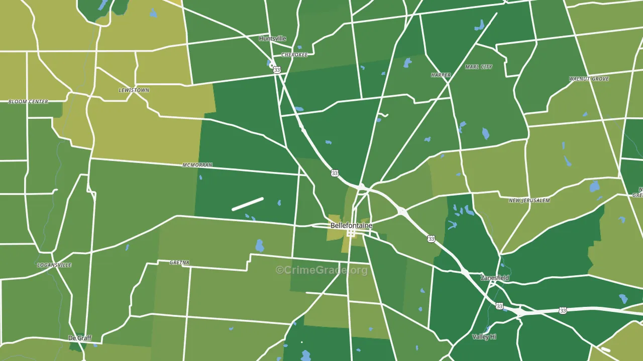 Logan County, OH Map of Vehicle Theft Rates
