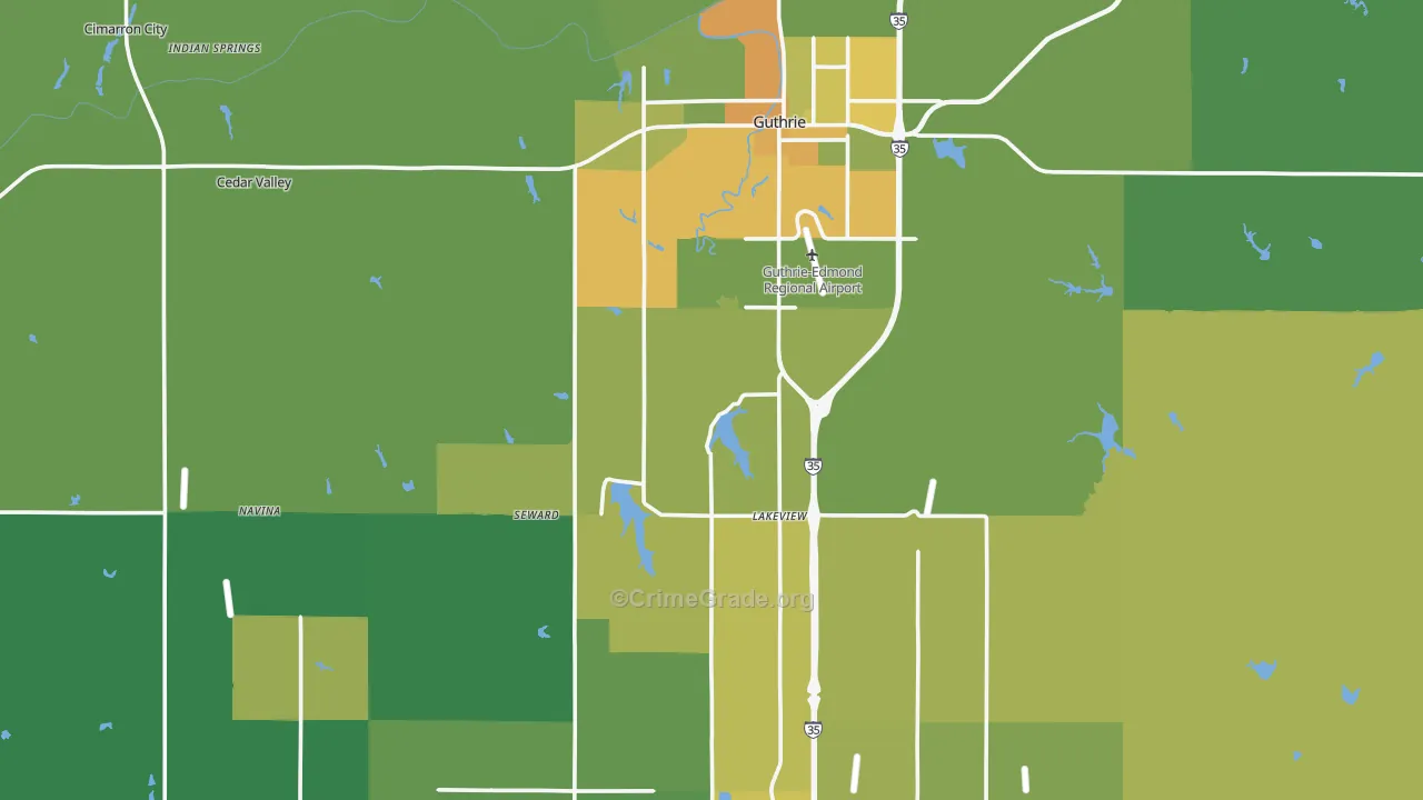Logan County, OK Map of Vehicle Theft Rates