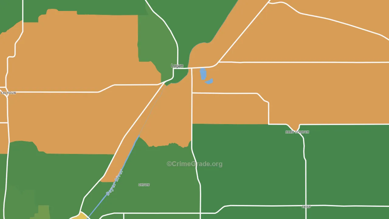 Logan, IA Map of Vehicle Theft Rates