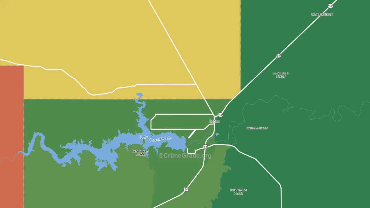 Logan, NM Map of Vehicle Theft Rates