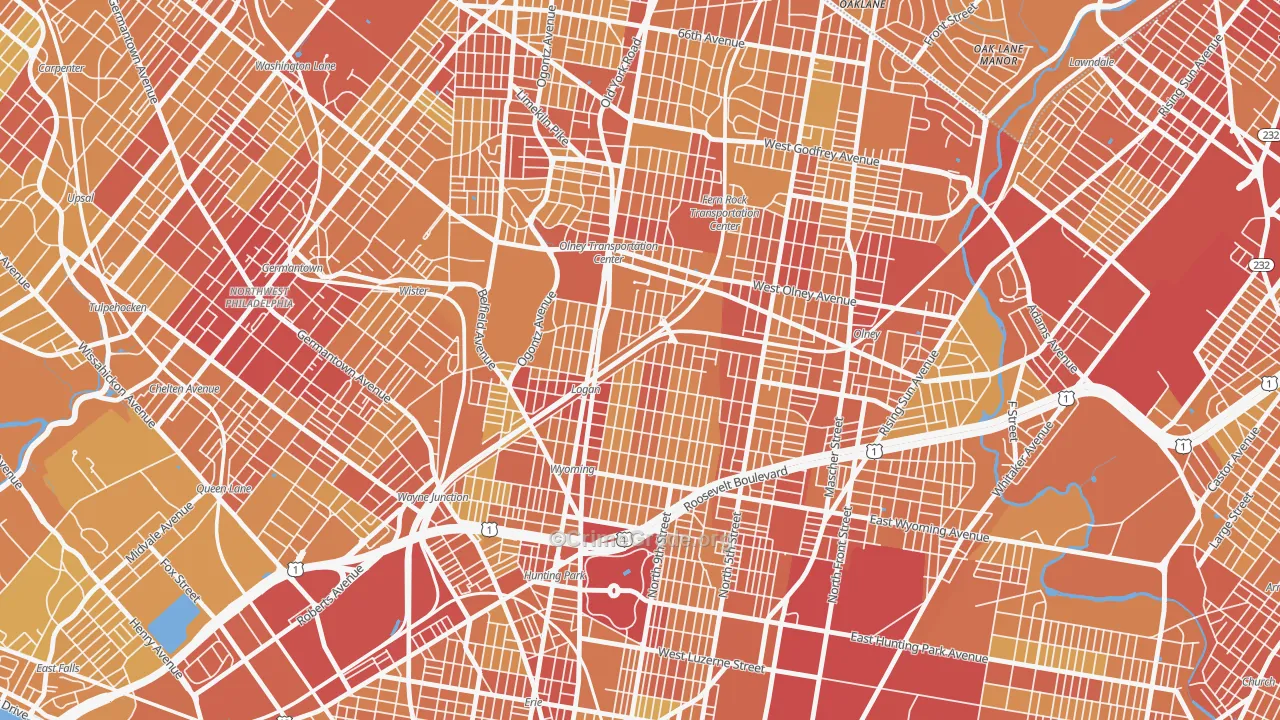 Logan-Ogontz-Fern Rock, Philadelphia, PA Map of Vehicle Theft Rates