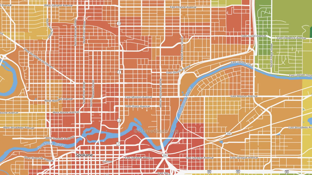 Logan, Spokane, WA Map of Vehicle Theft Rates