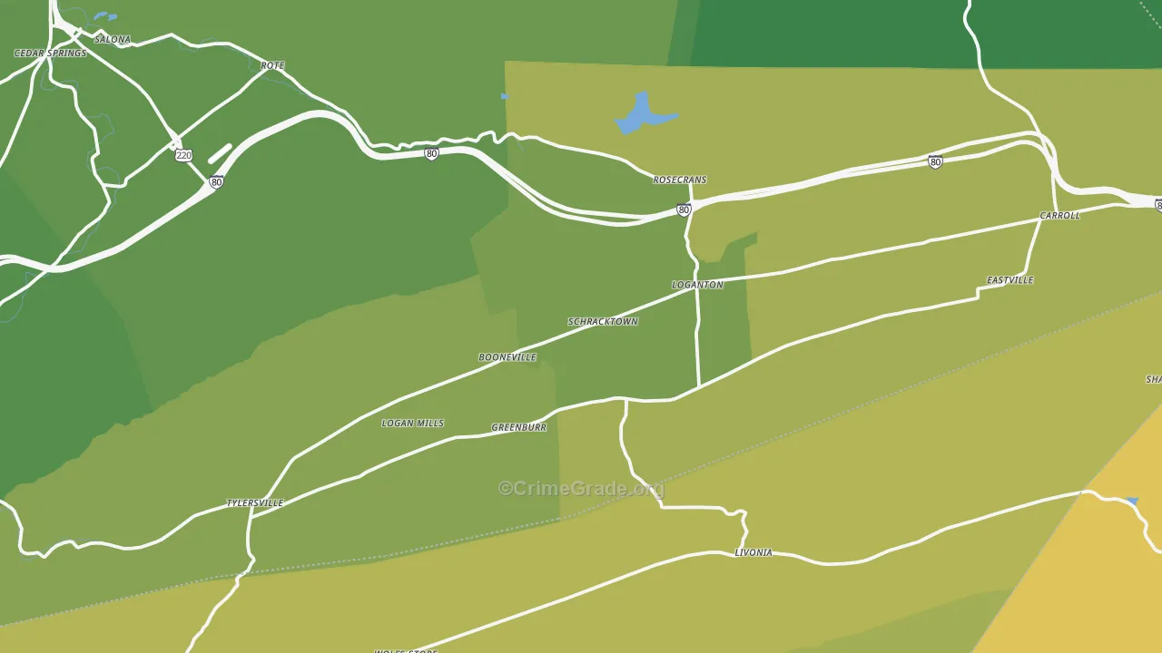 Loganton, PA Map of Vehicle Theft Rates