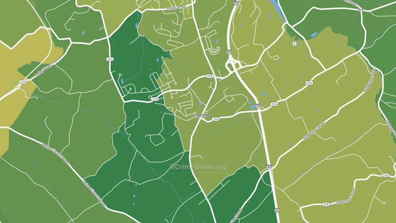 Loganville, PA Map of Vehicle Theft Rates