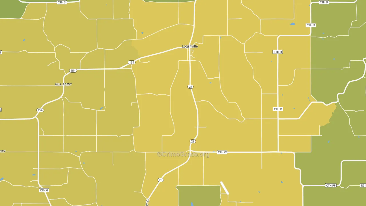 Loganville, WI Map of Vehicle Theft Rates