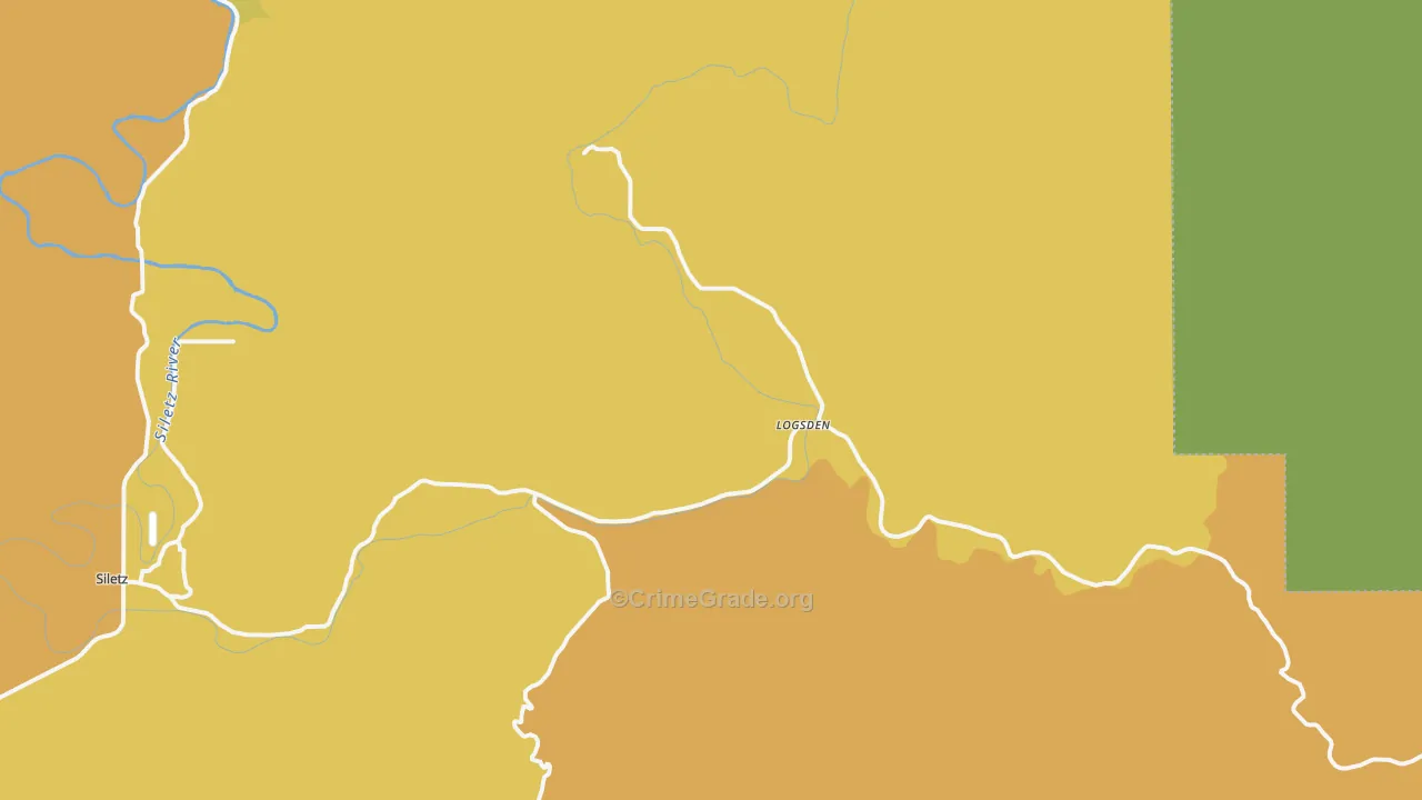 Logsden, OR Map of Vehicle Theft Rates