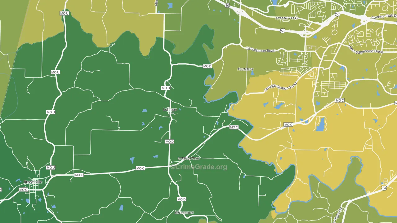 Lohman, MO Map of Vehicle Theft Rates