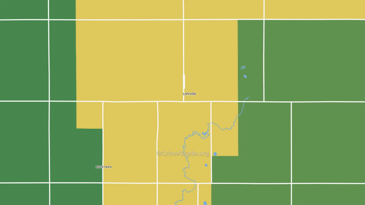 Lohrville, IA Map of Vehicle Theft Rates
