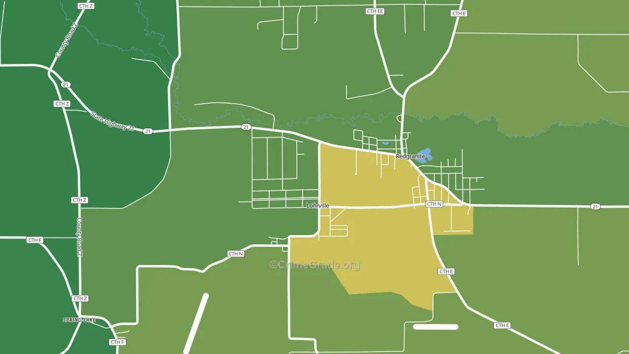 Lohrville, WI Map of Vehicle Theft Rates