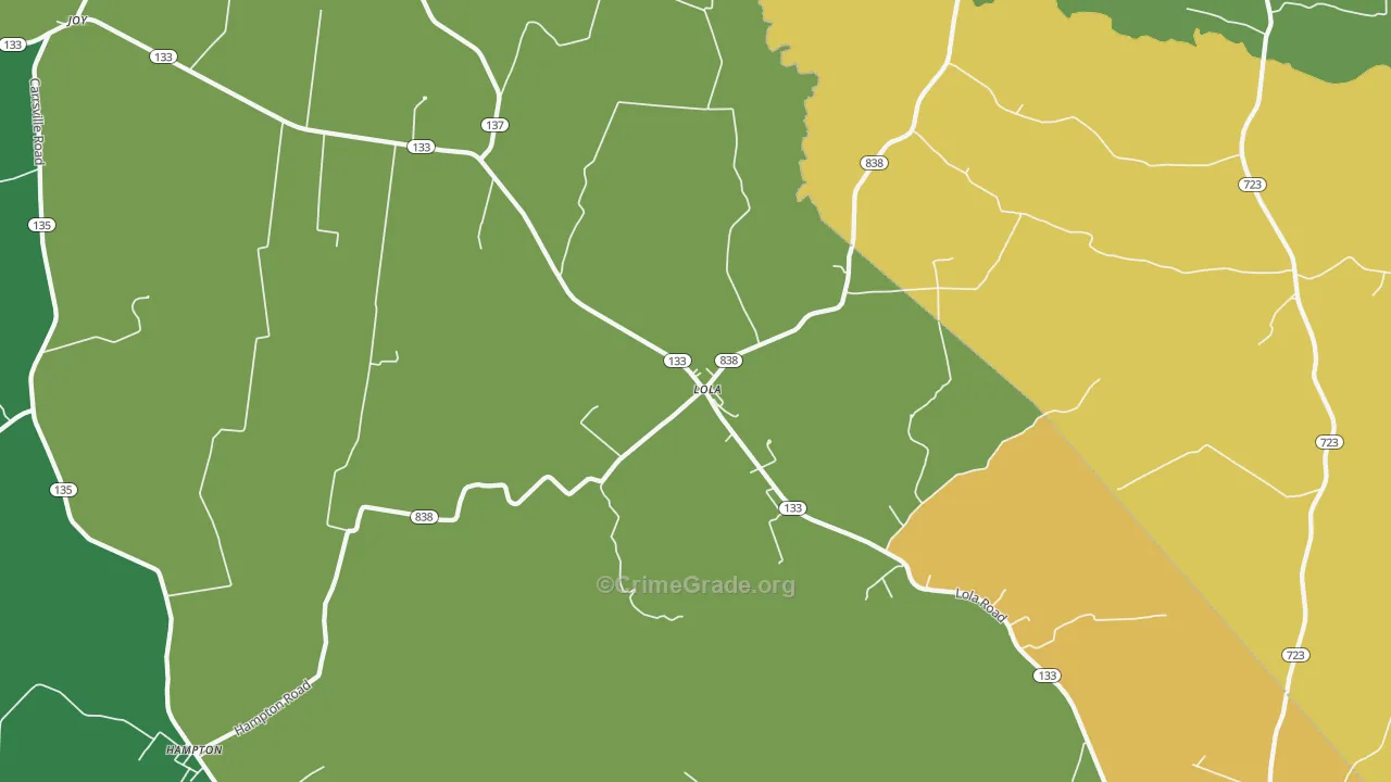 Lola, KY Map of Vehicle Theft Rates