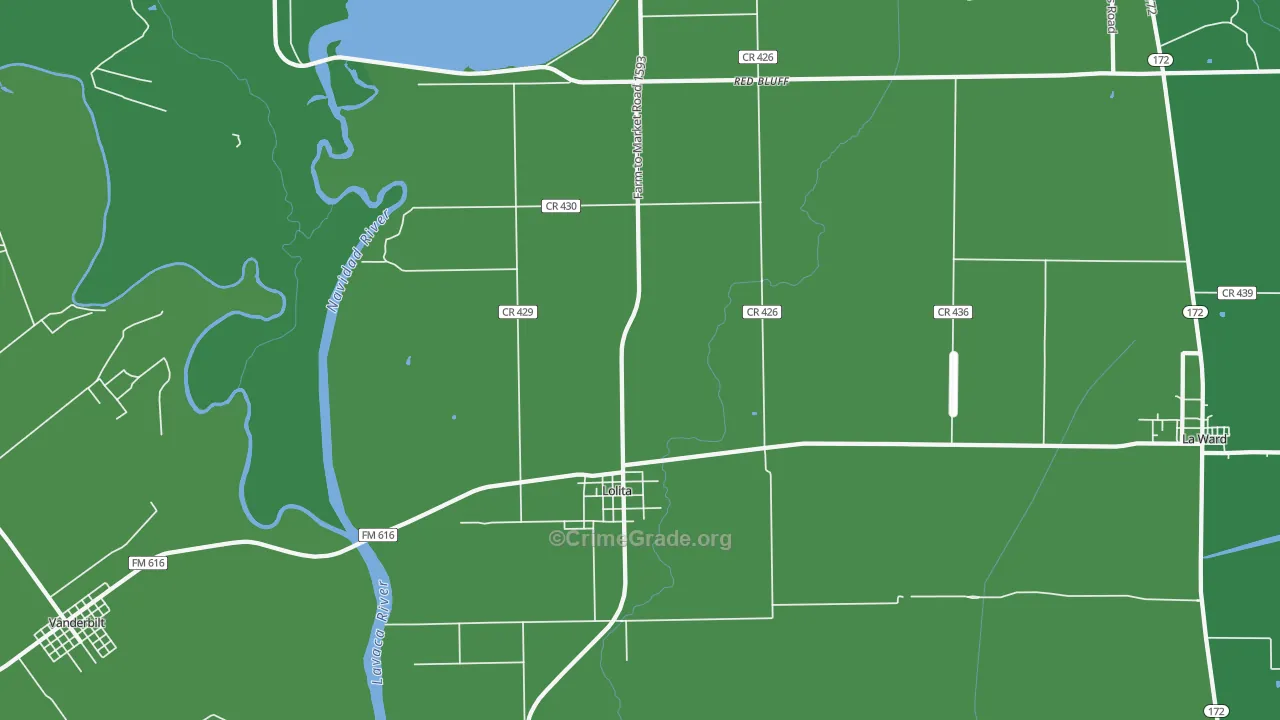 Lolita, TX Map of Vehicle Theft Rates