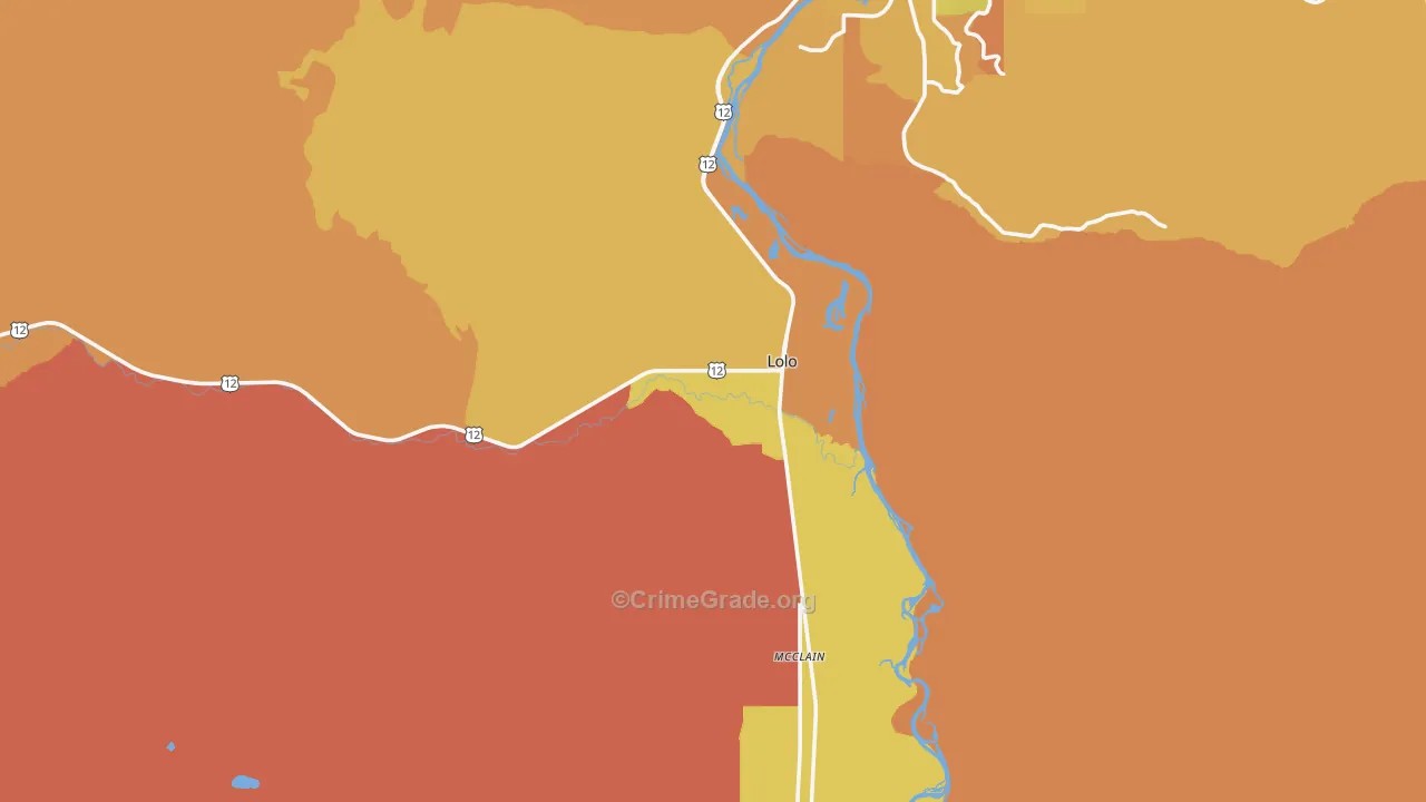 Lolo, MT Map of Vehicle Theft Rates