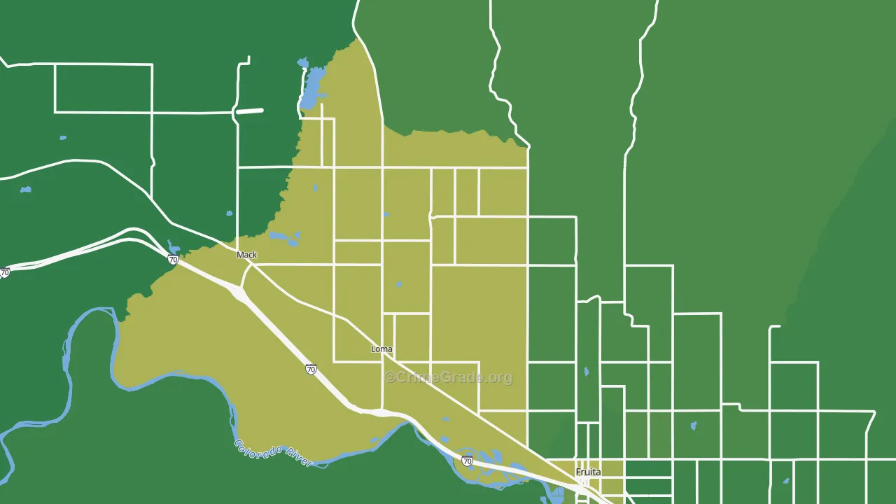 Loma, CO Map of Vehicle Theft Rates