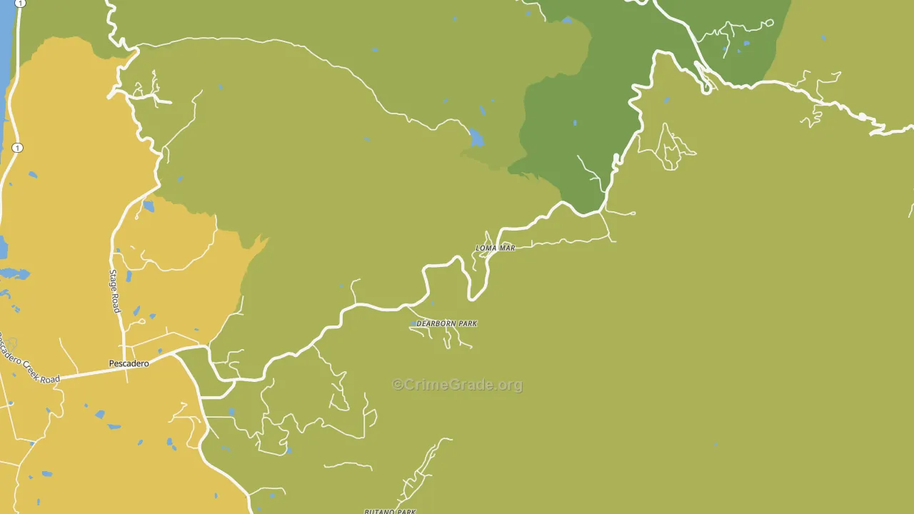 Loma Mar, CA Map of Vehicle Theft Rates