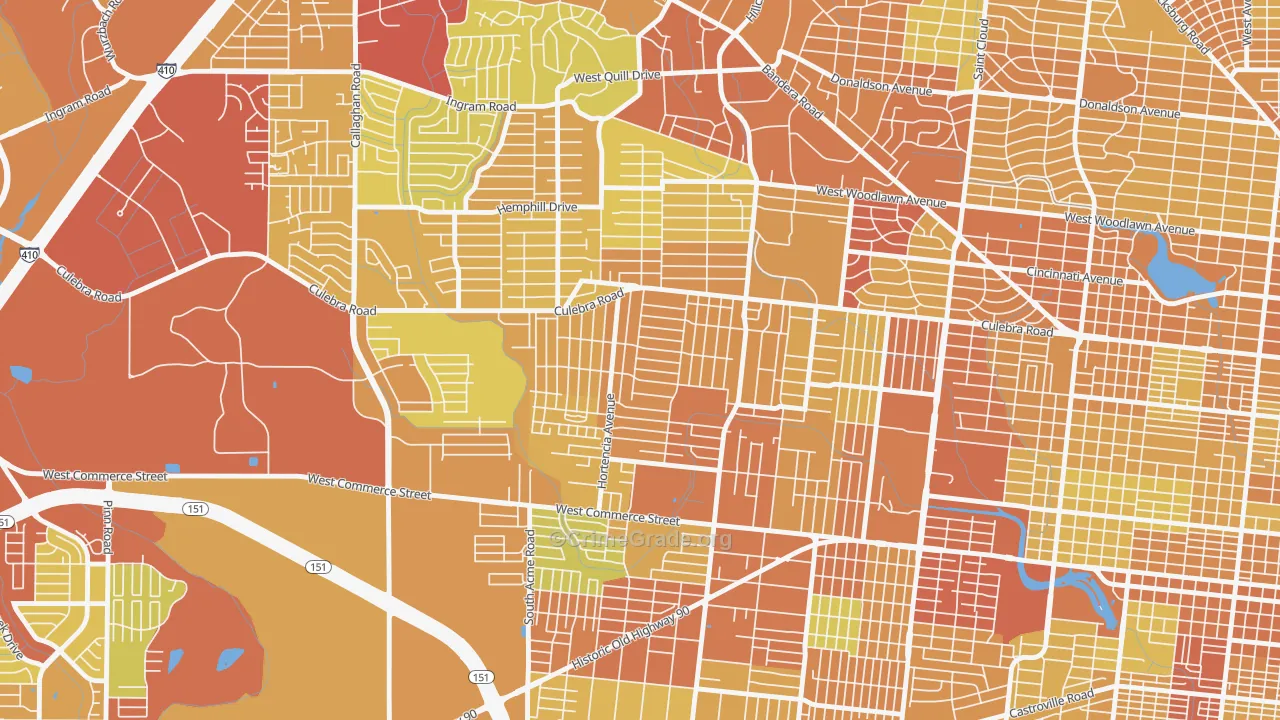 Loma Park, San Antonio, TX Map of Vehicle Theft Rates
