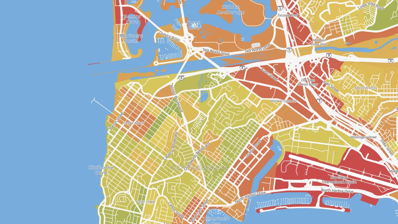Loma Portal, San Diego, CA Map of Vehicle Theft Rates