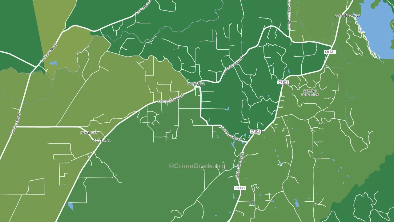 Loma Rica, CA Map of Vehicle Theft Rates