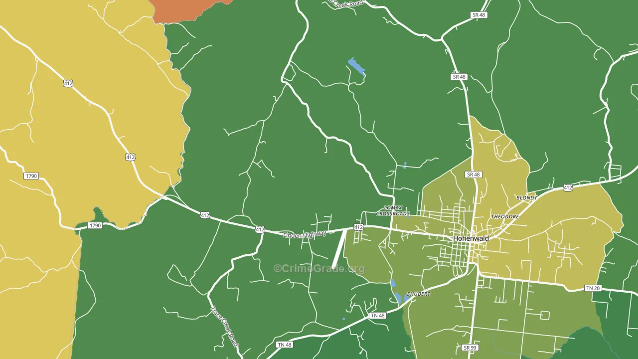 Lomax Crossroads, TN Map of Vehicle Theft Rates