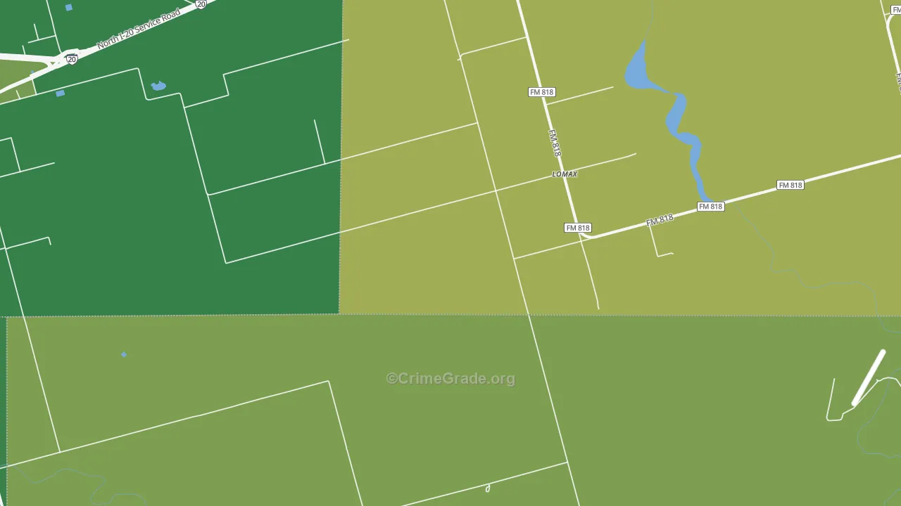 Lomax, TX Map of Vehicle Theft Rates