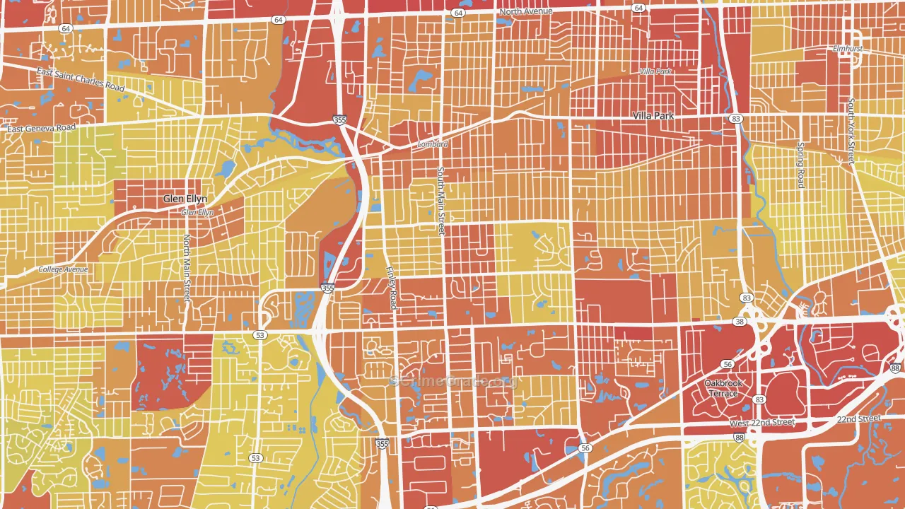 Lombard, IL Map of Vehicle Theft Rates