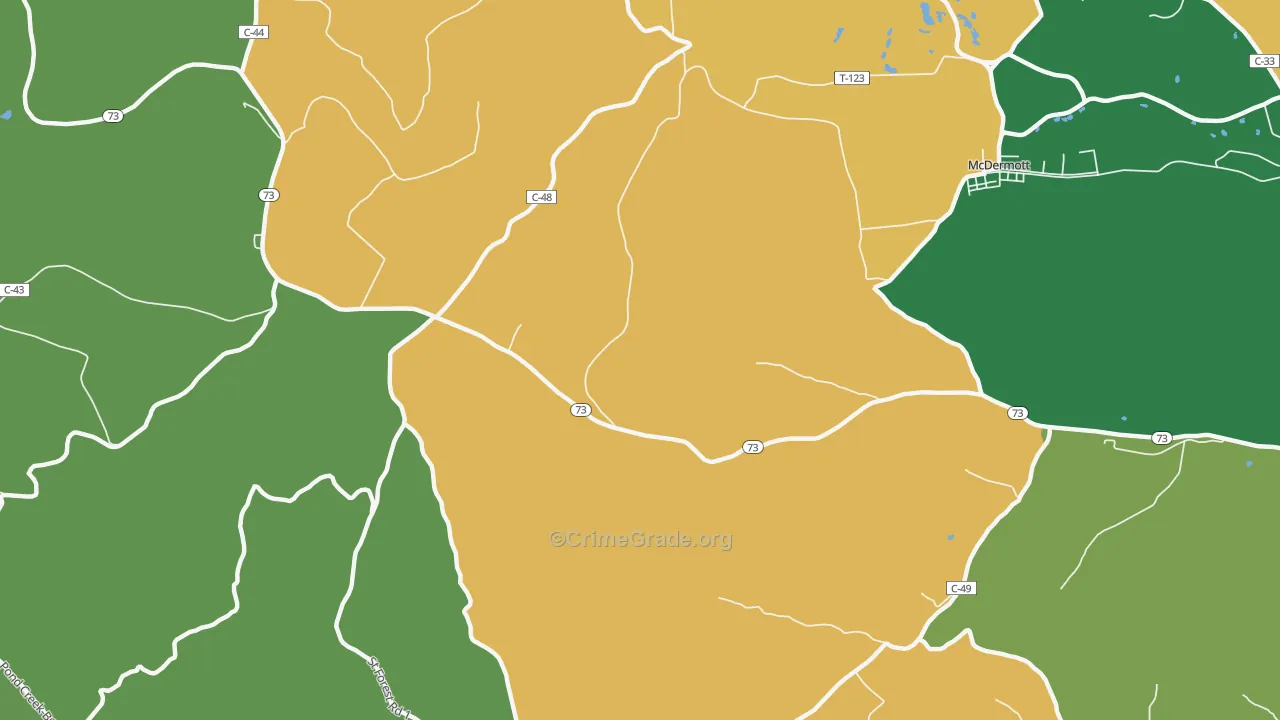 Lombardsville, OH Map of Vehicle Theft Rates