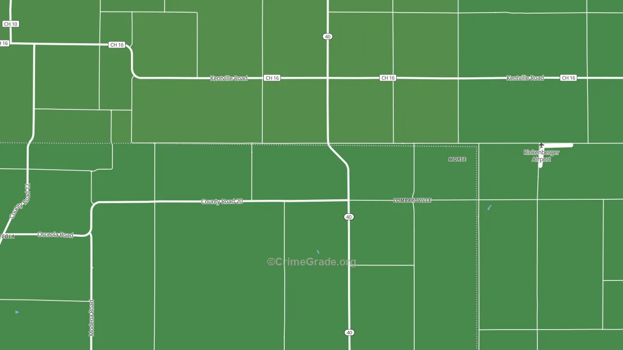 Lombardville, IL Map of Vehicle Theft Rates