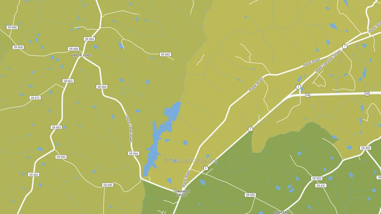 Lombardy Grove, VA Map of Vehicle Theft Rates