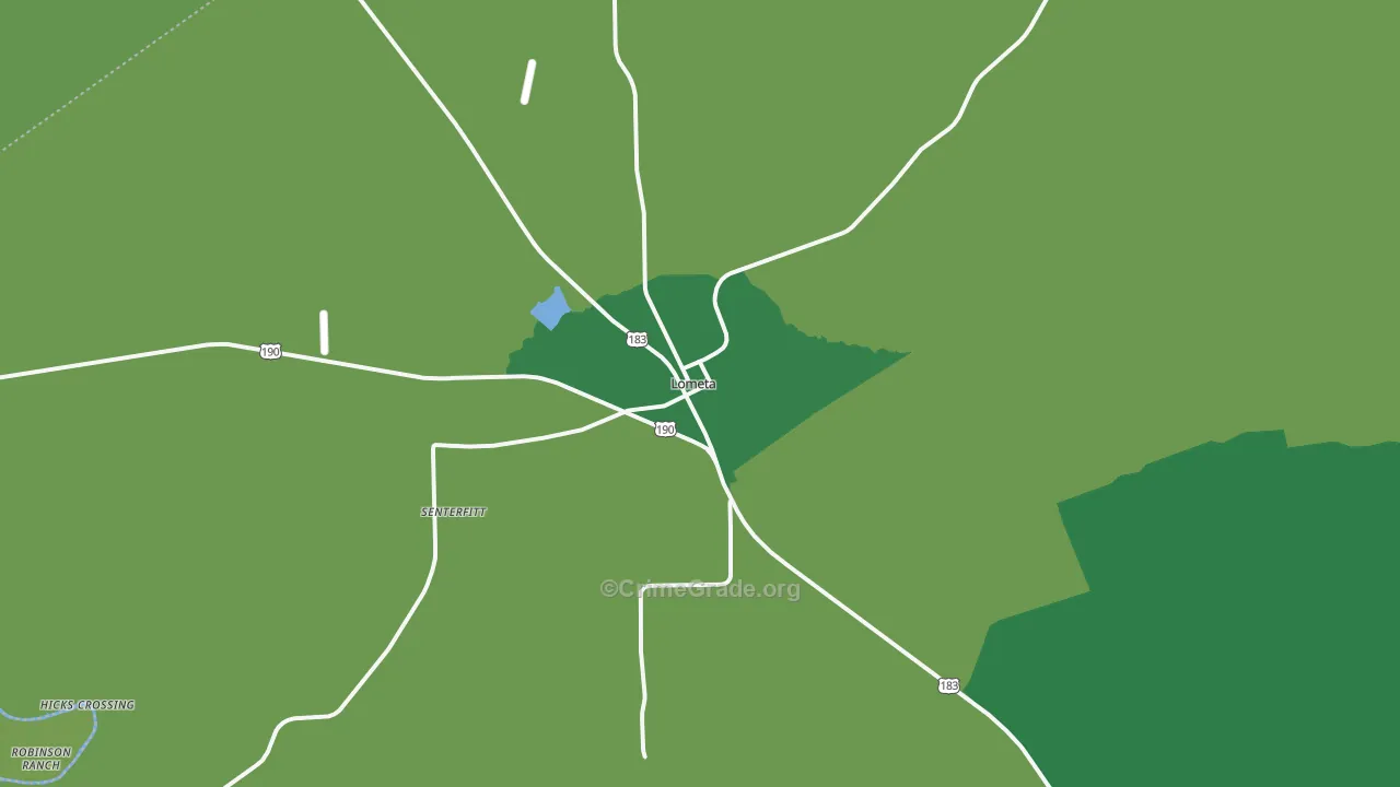 Lometa, TX Map of Vehicle Theft Rates