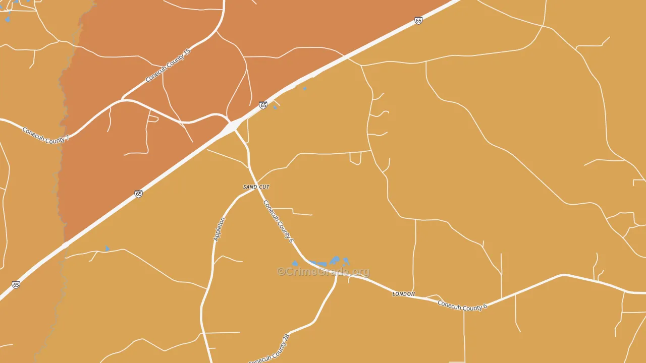 London, AL Map of Vehicle Theft Rates