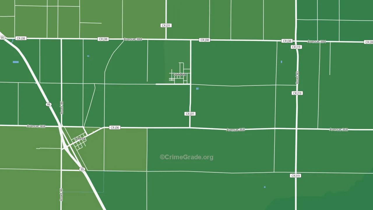 London, CA Map of Vehicle Theft Rates