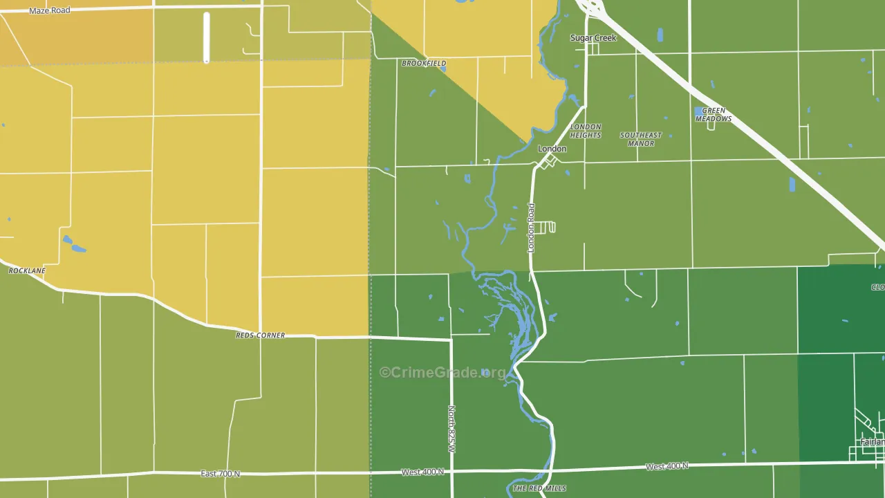 London, IN Map of Vehicle Theft Rates