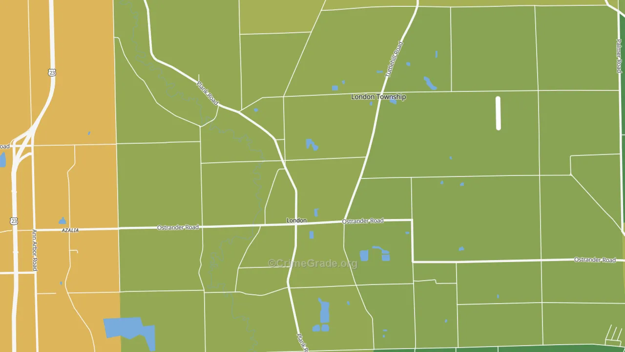 London, MI Map of Vehicle Theft Rates