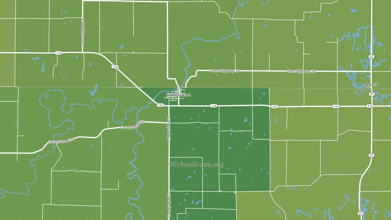 London Mills, IL Map of Vehicle Theft Rates
