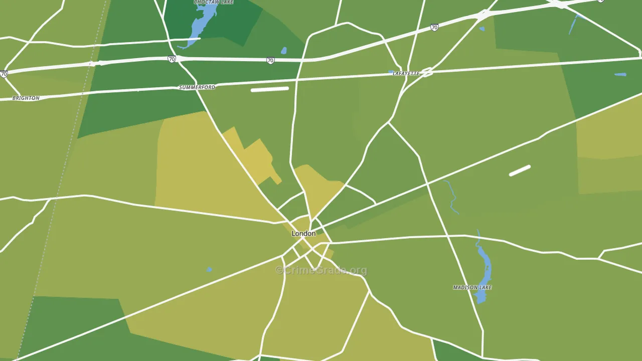 London, OH Map of Vehicle Theft Rates