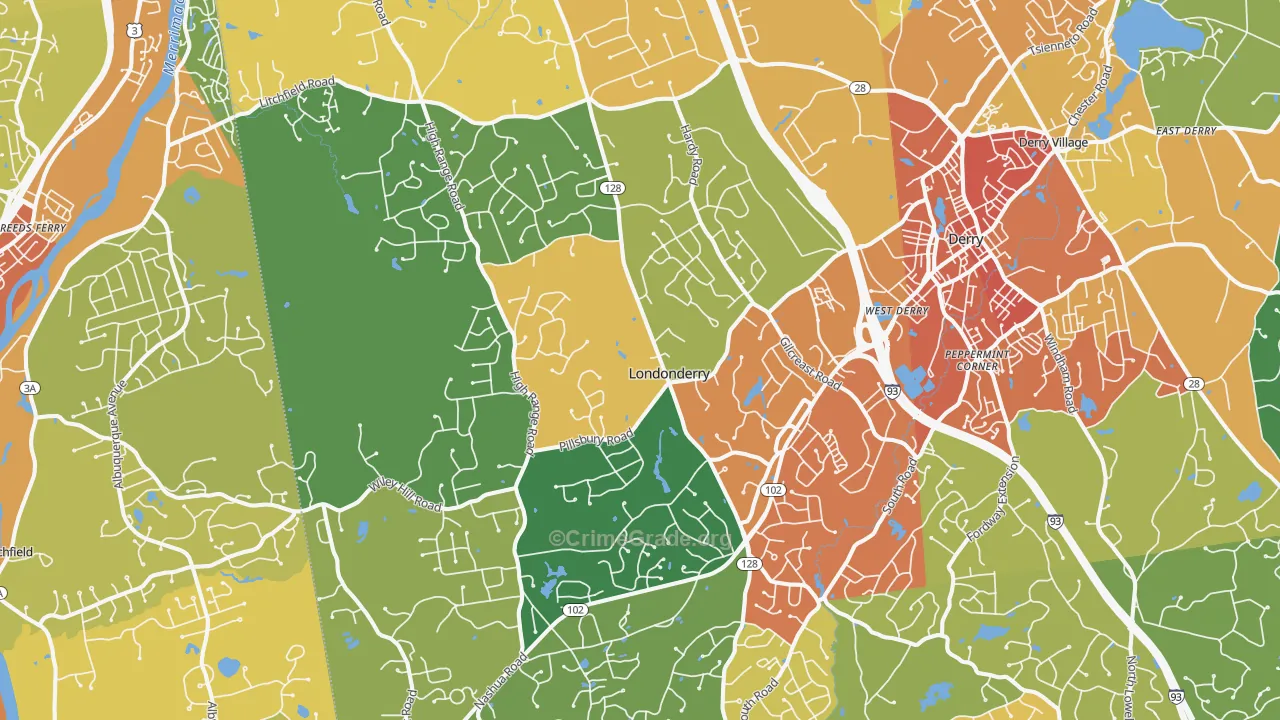Londonderry, NH Map of Vehicle Theft Rates