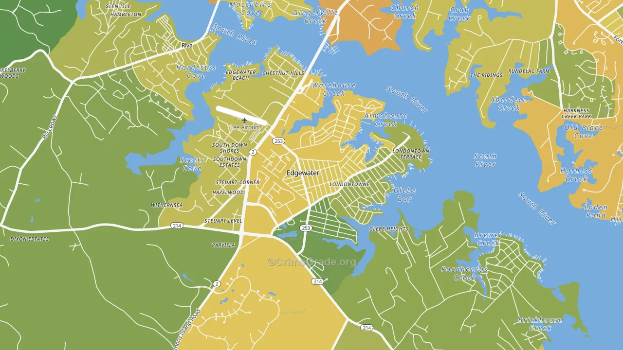 Londontowne, Edgewater, MD Map of Vehicle Theft Rates