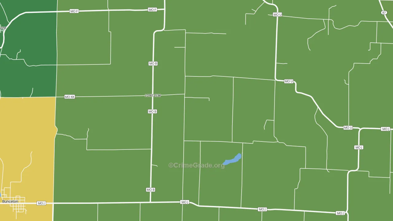 Lone Elm, MO Map of Vehicle Theft Rates